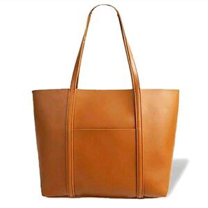 Henny + Lev Danielle Vegan Leather Tote Bag In Cognac & Dust Bag NWT